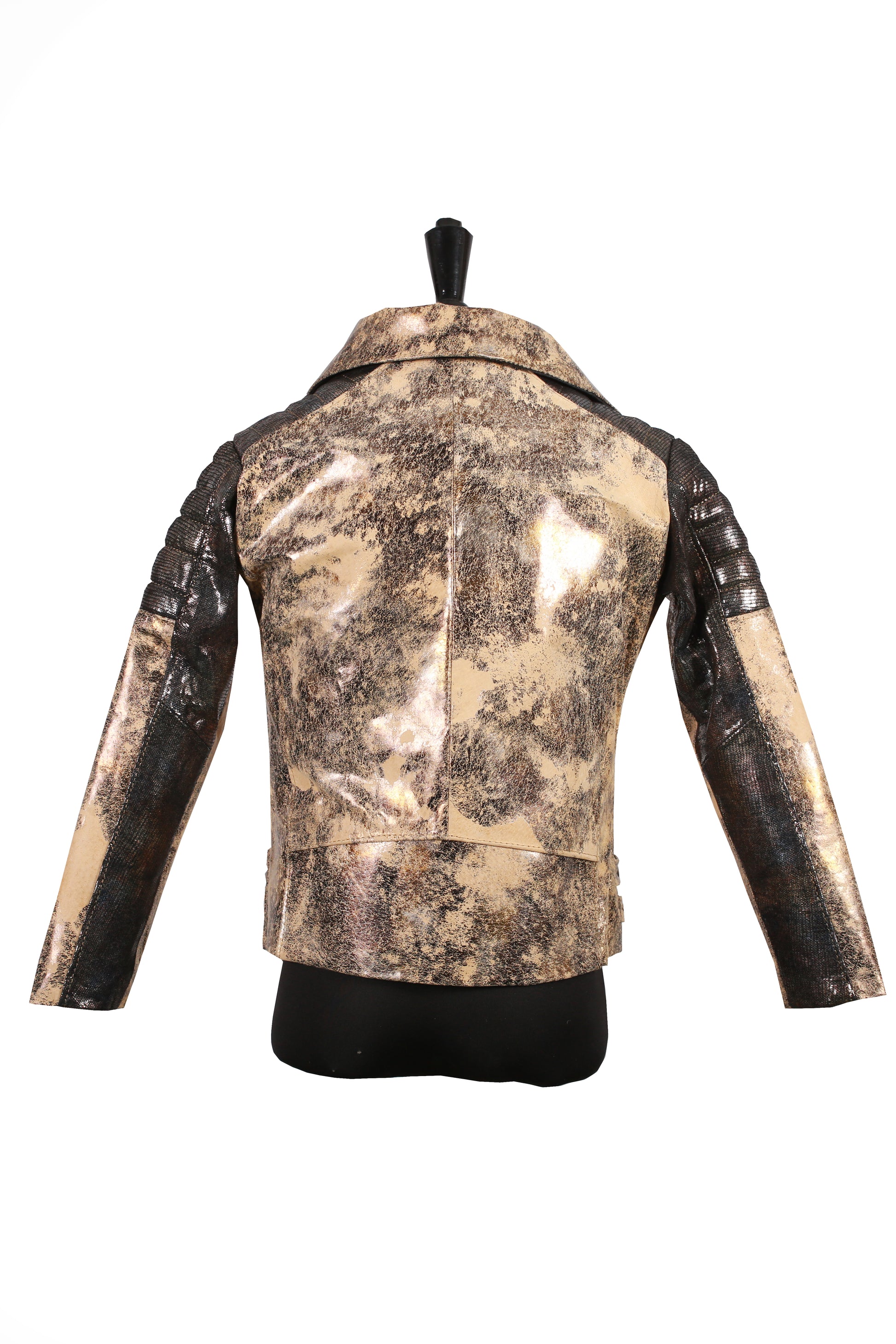 Kids Rockstar Metallic Leather Moto Jacket – Gold texas