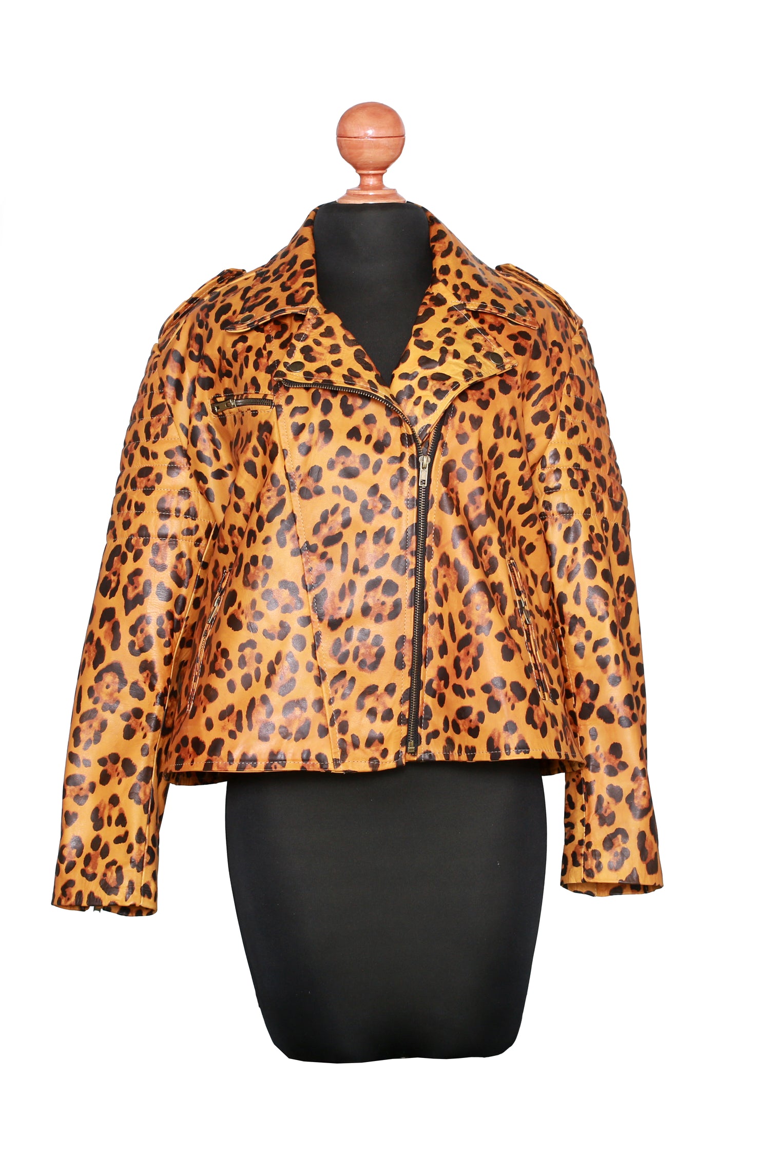 Luxury Leopard-Print Leather Jacket – Fierce Moto Elegance