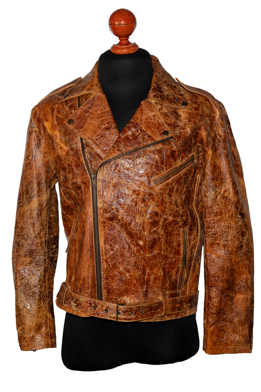 Hand-Treated Distressed Leather Biker Jacket