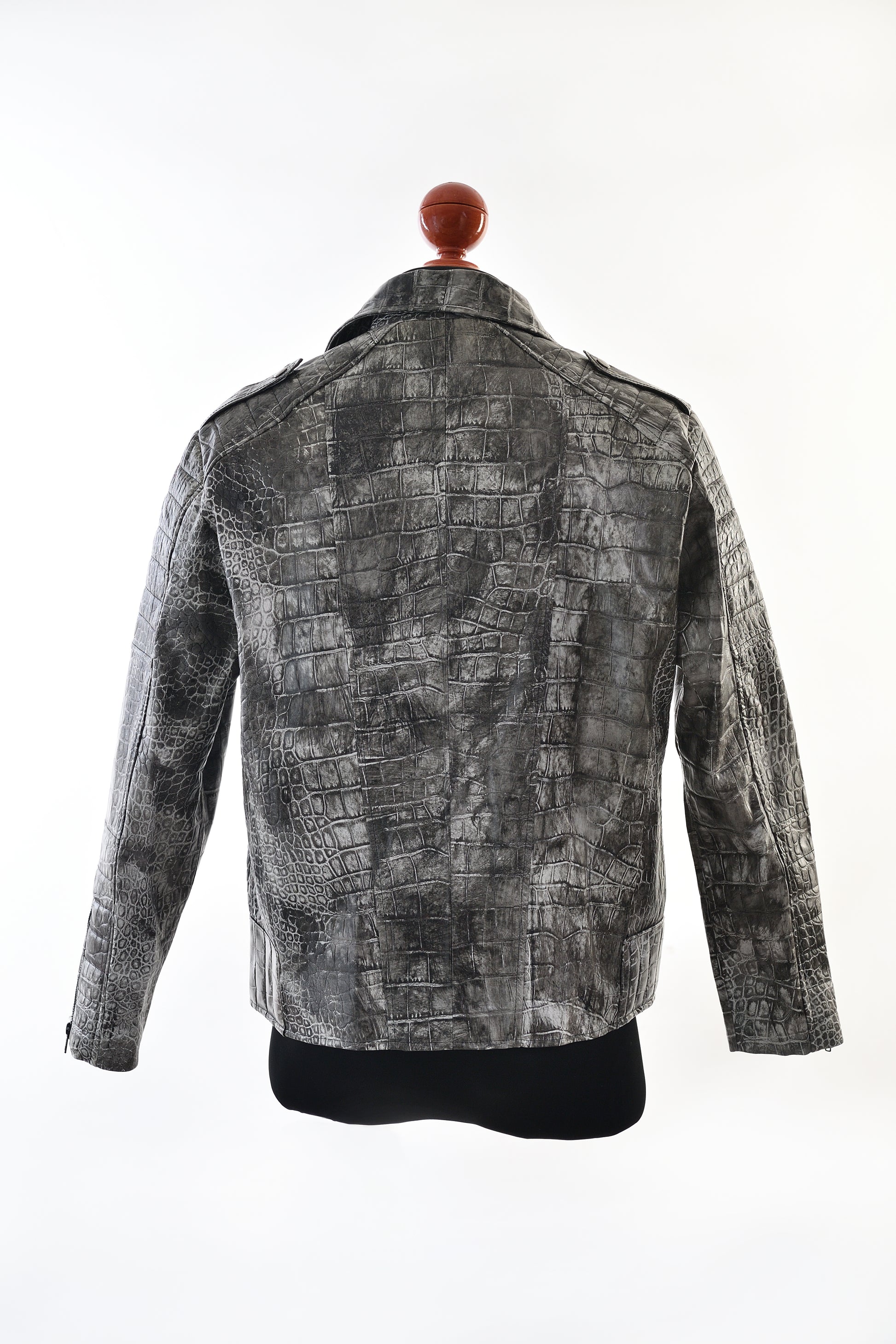 Mens Charcoal Embossed Crocodile Rider Jacket dallas
