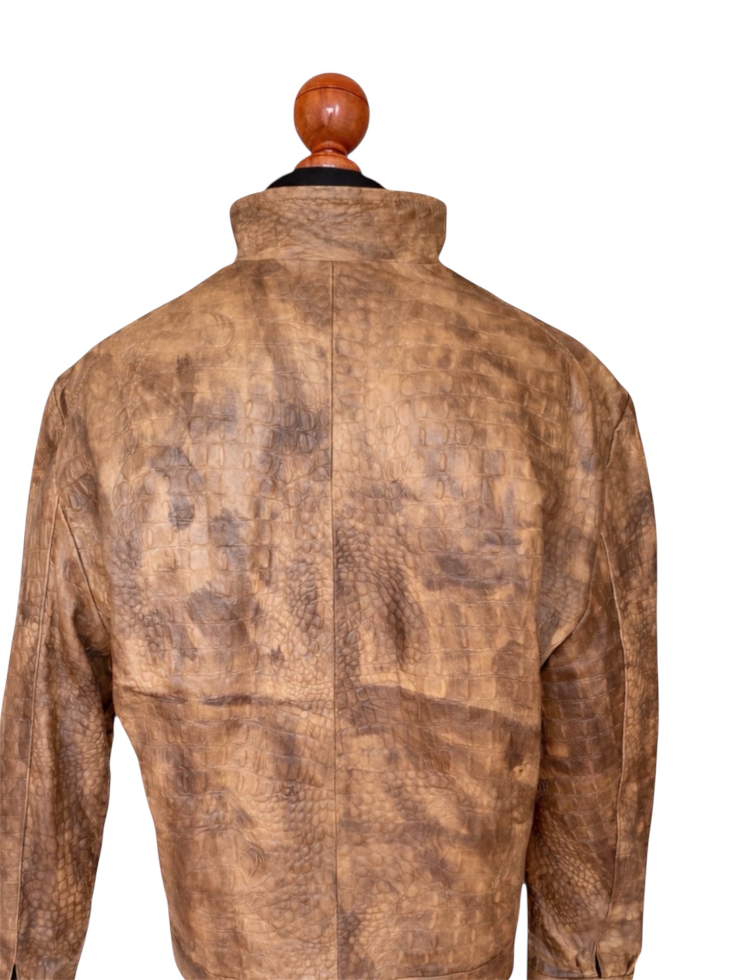 Men’s Leather Rider Jacket – Handcrafted Crocodile-Embossed