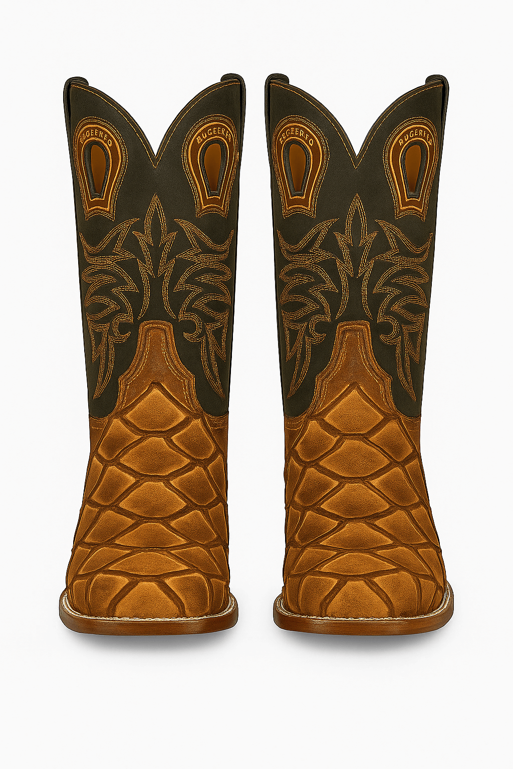 Pirarucu-Embossed Exotic Leather Cowboy Boots 