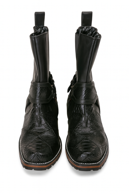 Premium Exotic Square-Toe Motorcycle Boots