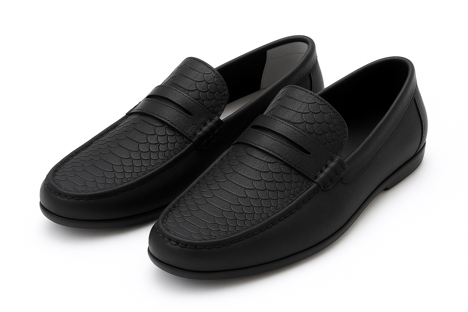 Premium Genuine Python Slip-On Loafers – Exotic Texture, Refined Elegance