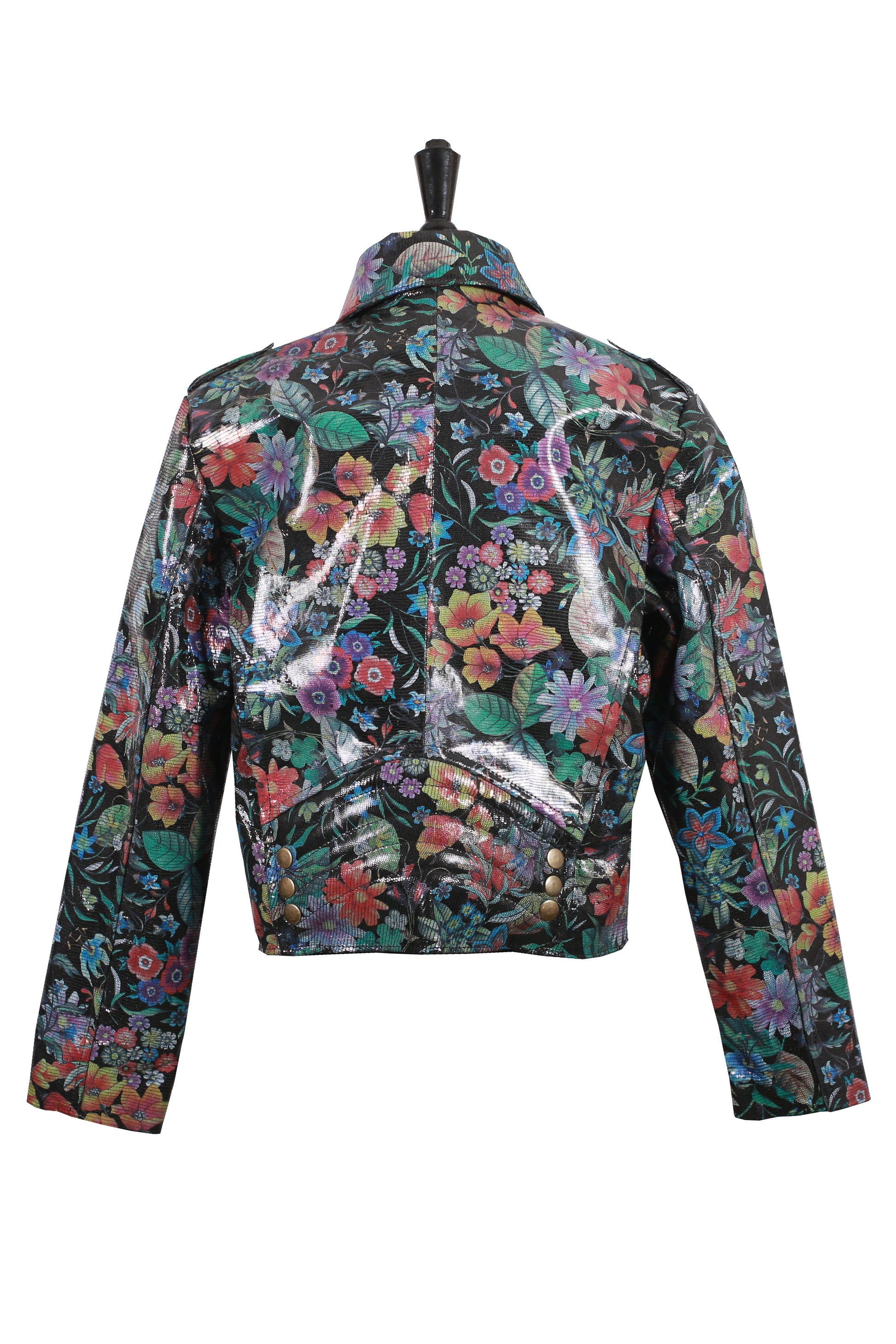 Shiny Floral Print Leather Jacket for Kids houston