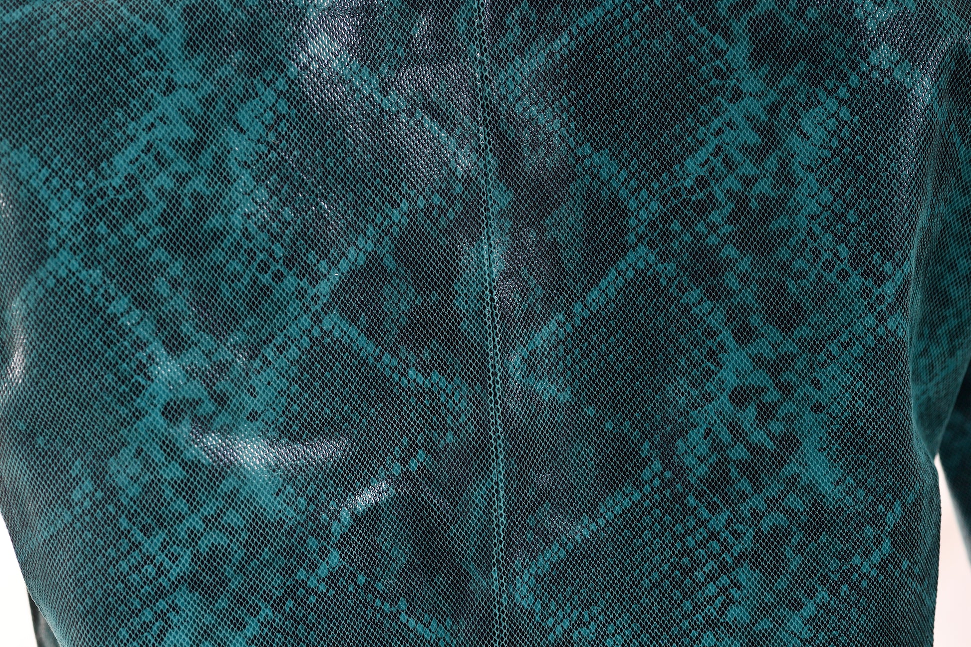 Teal Snake-Textured Leather Moto Jacket for Men new york