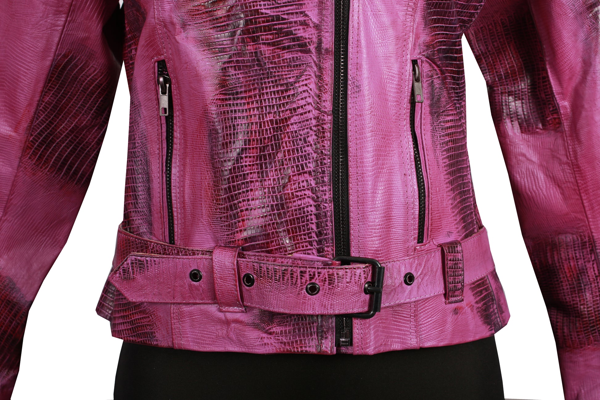 Ultra Violet Embossed Leather Moto Jacket – Glossy Lizard Texture texas