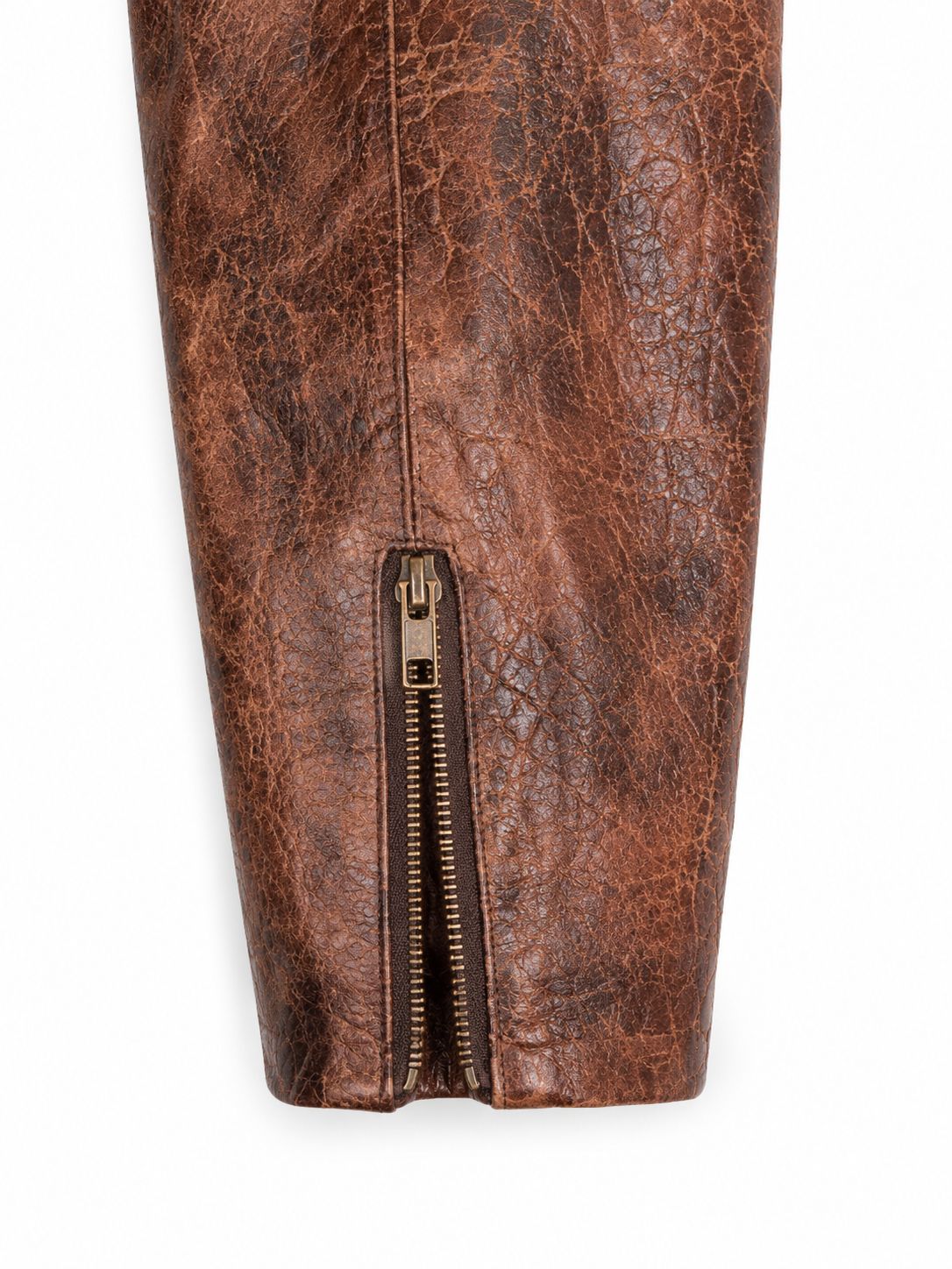 Men's hand-finished brown leather jacket back view León Mexico — San Francisco CA