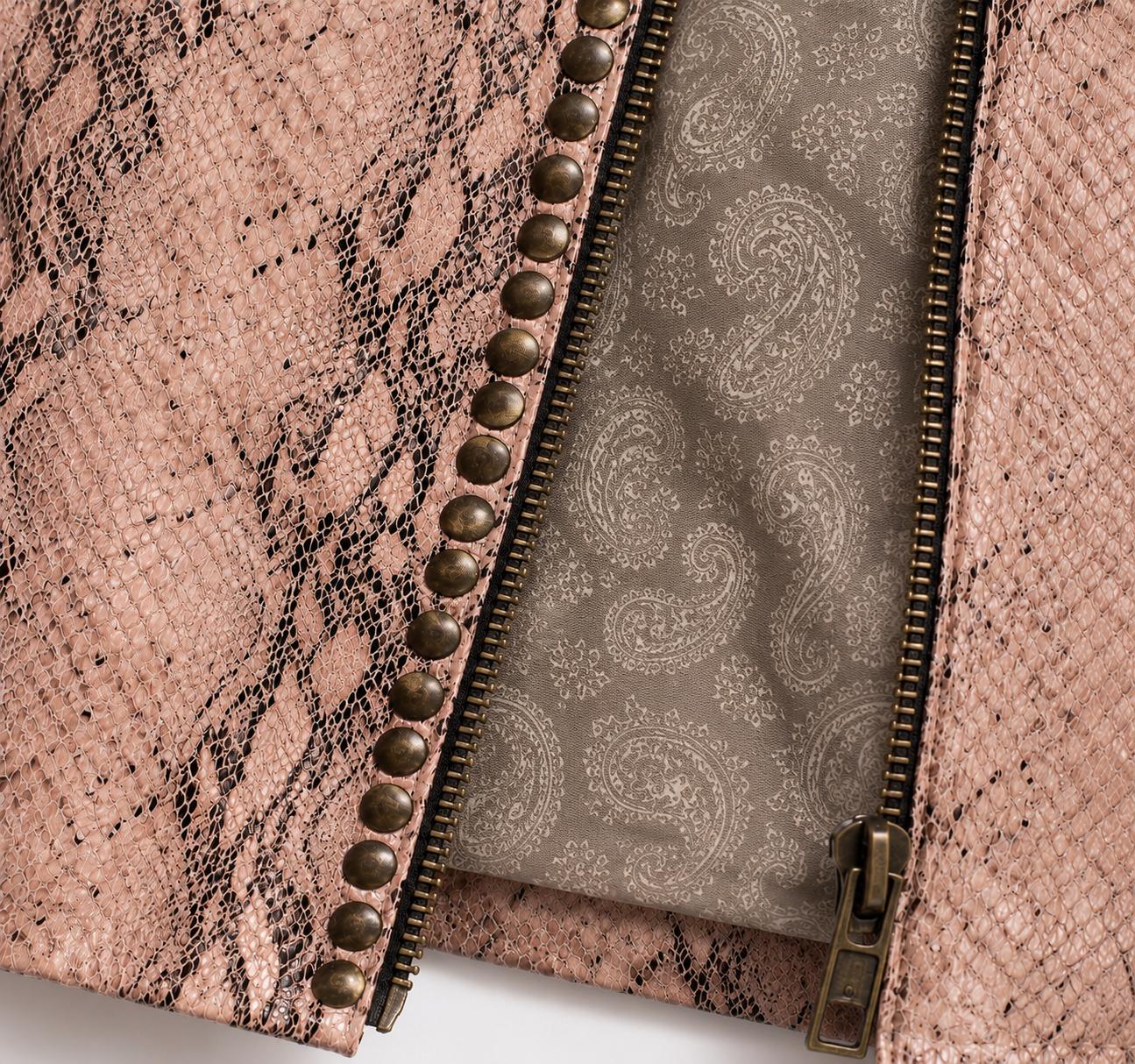 Blush python embossed leather jacket for women — San Antonio TX