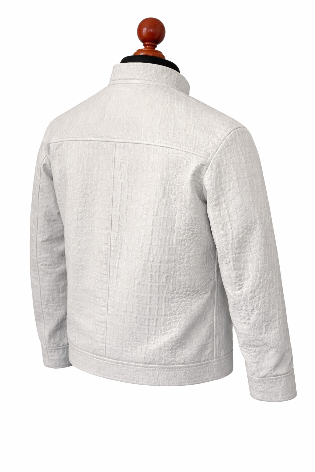 White Crocodile Embossed Leather Jacket texas