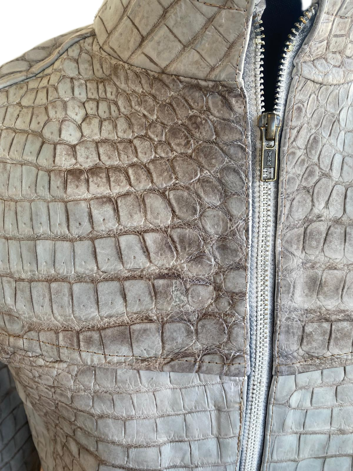 White Genuine Crocodile Leather Jacket new york