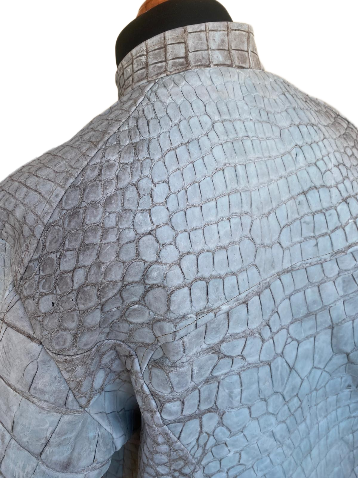 White Genuine Crocodile Leather Jacket oklahoma