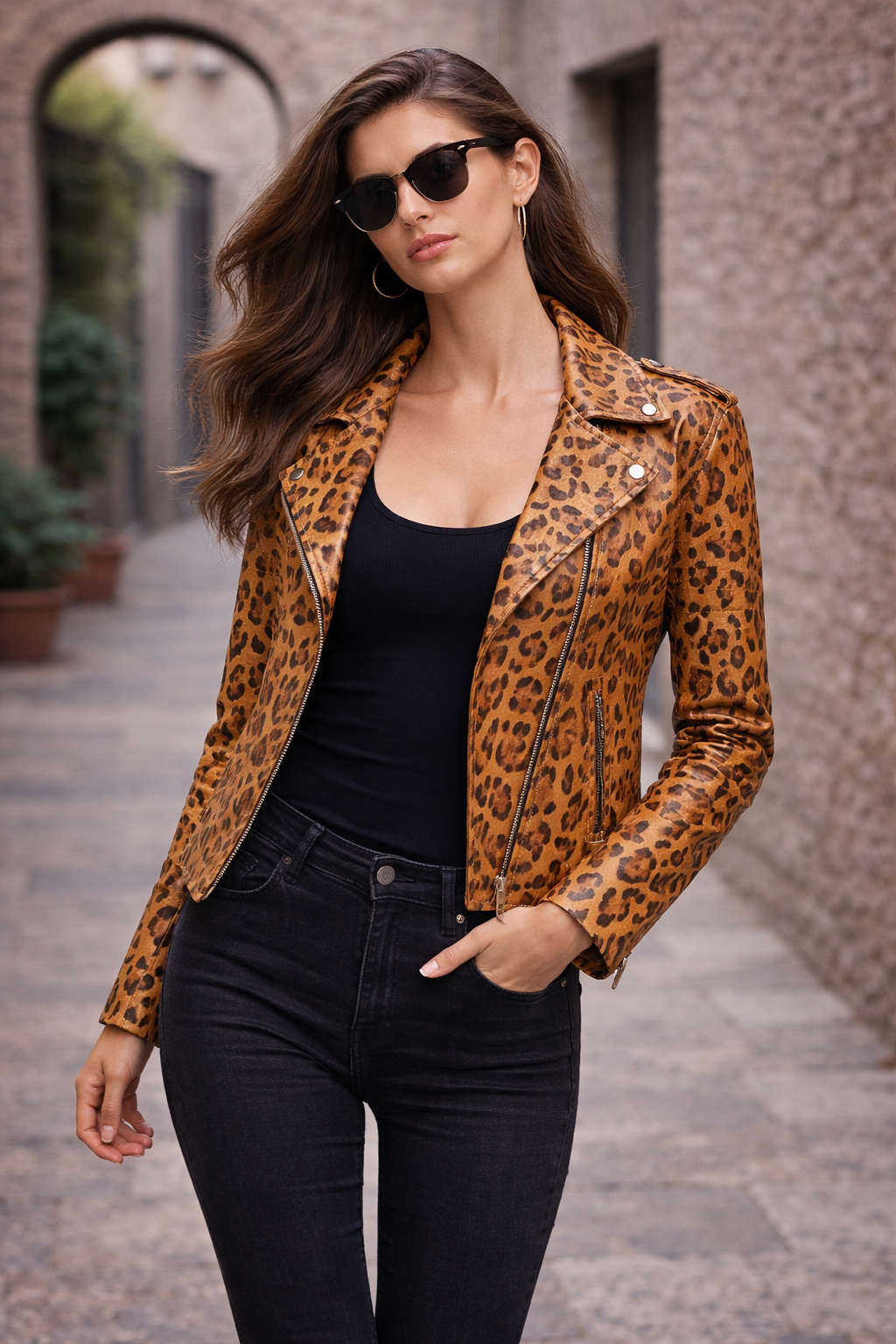 Women's Luxury Leopard-Print Leather Jacket – Fierce Moto Elegance
los angeles