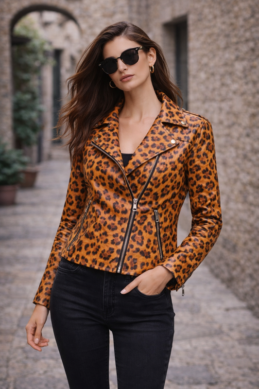 Women's Luxury Leopard-Print Leather Jacket – Fierce Moto Elegance
new york