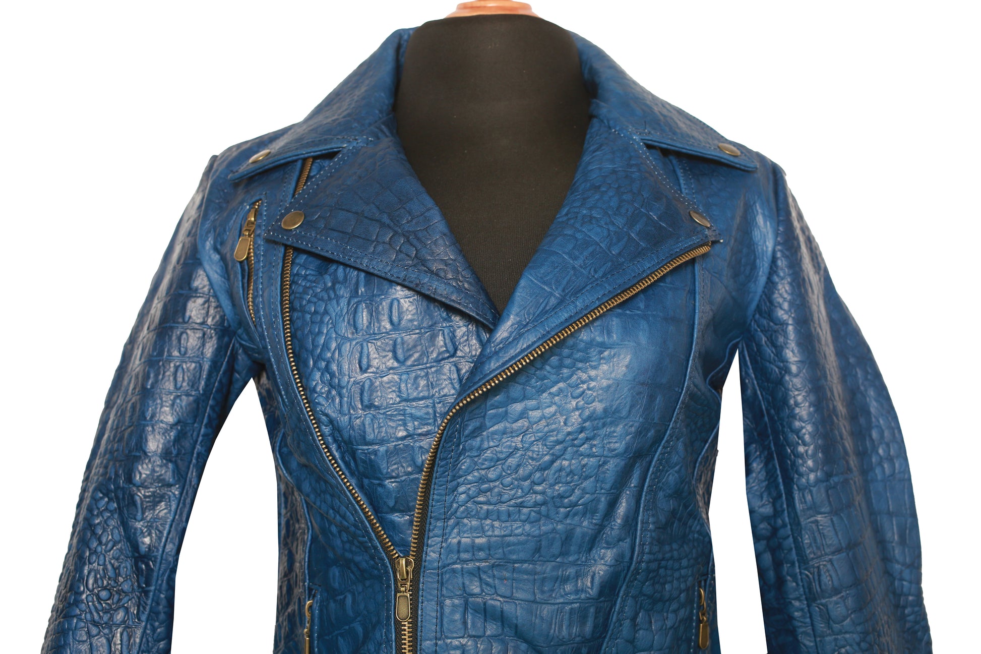 crocodile womens Embossed Leather Jacket 