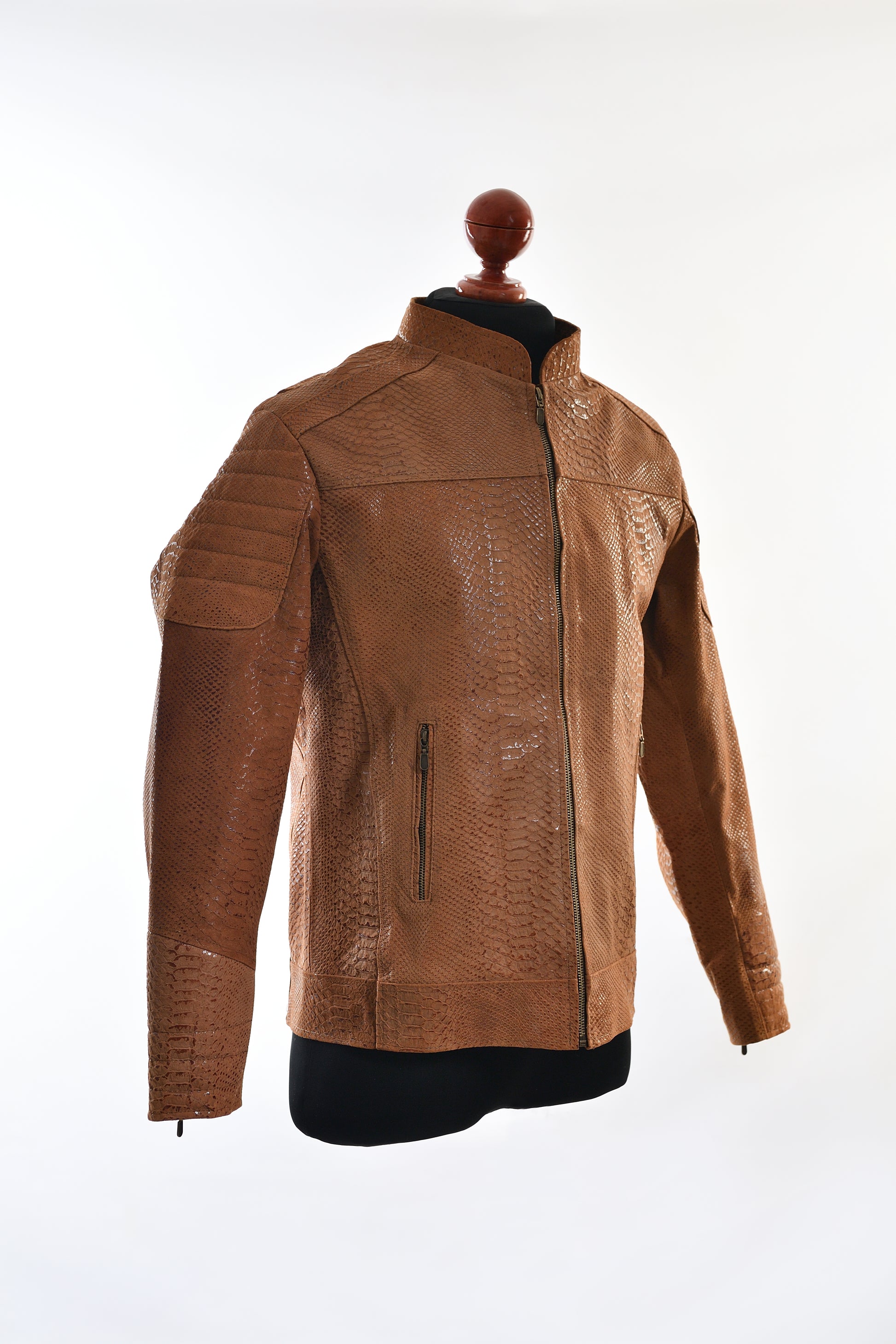 mens Cognac Reptile Leather Jacket – Python-Embossed online