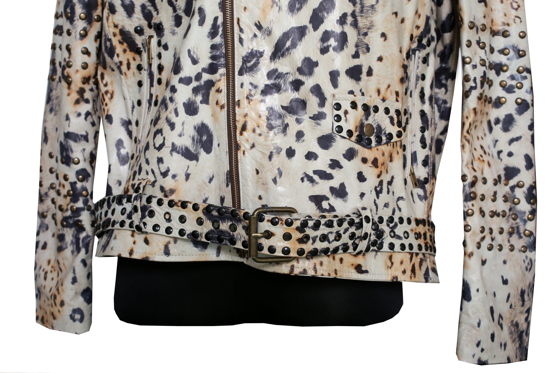 mens Distinctive Leopard-Pattern Leather Jacket Italian dallas