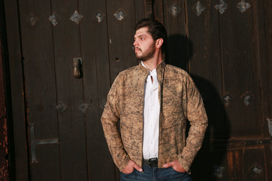 mens Earth-Tone Marbled Leather Jacket san diego