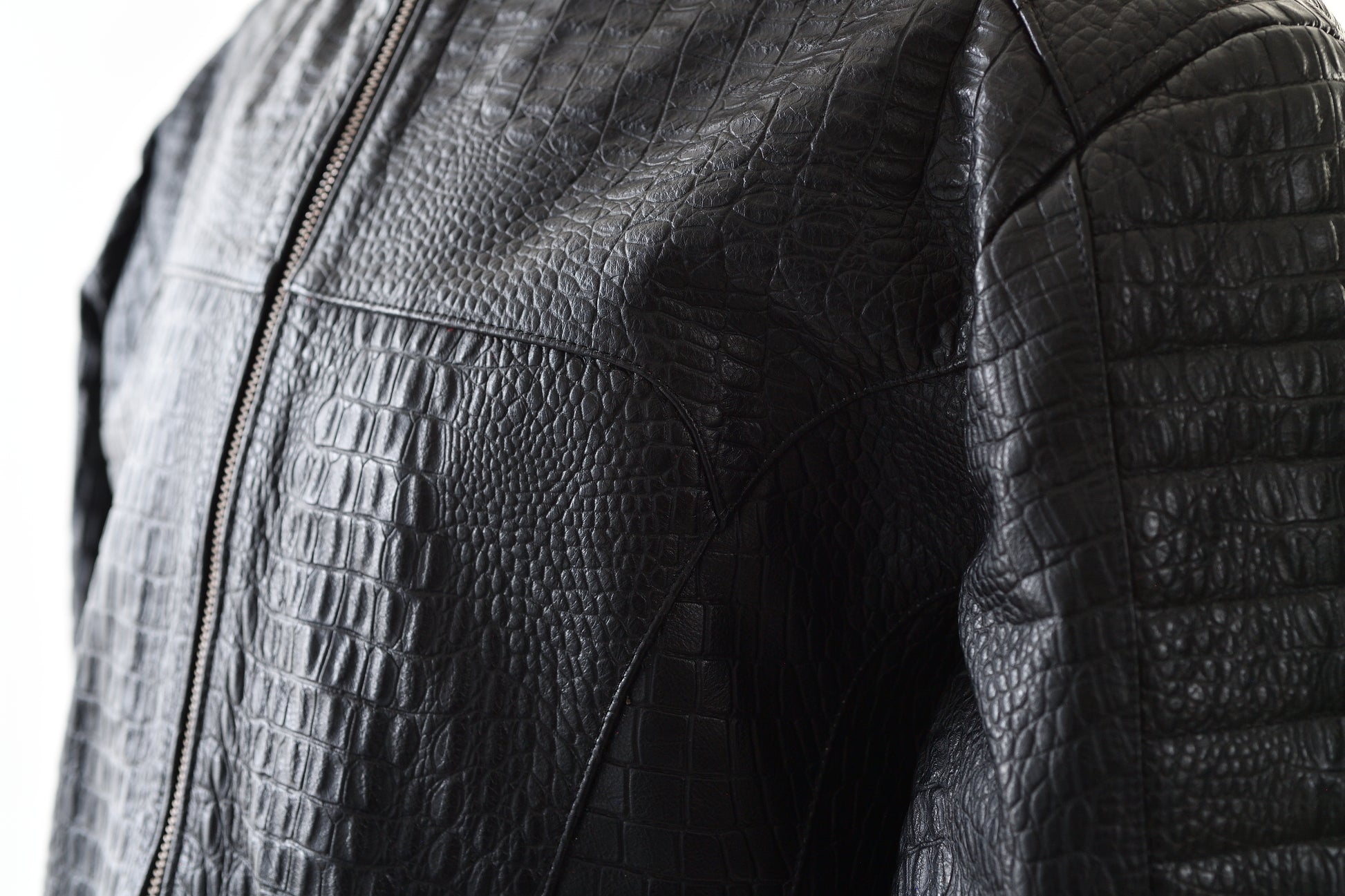 mens Midnight Croc Leather Jacket – Sleek Black with High-Gloss Exotic new york