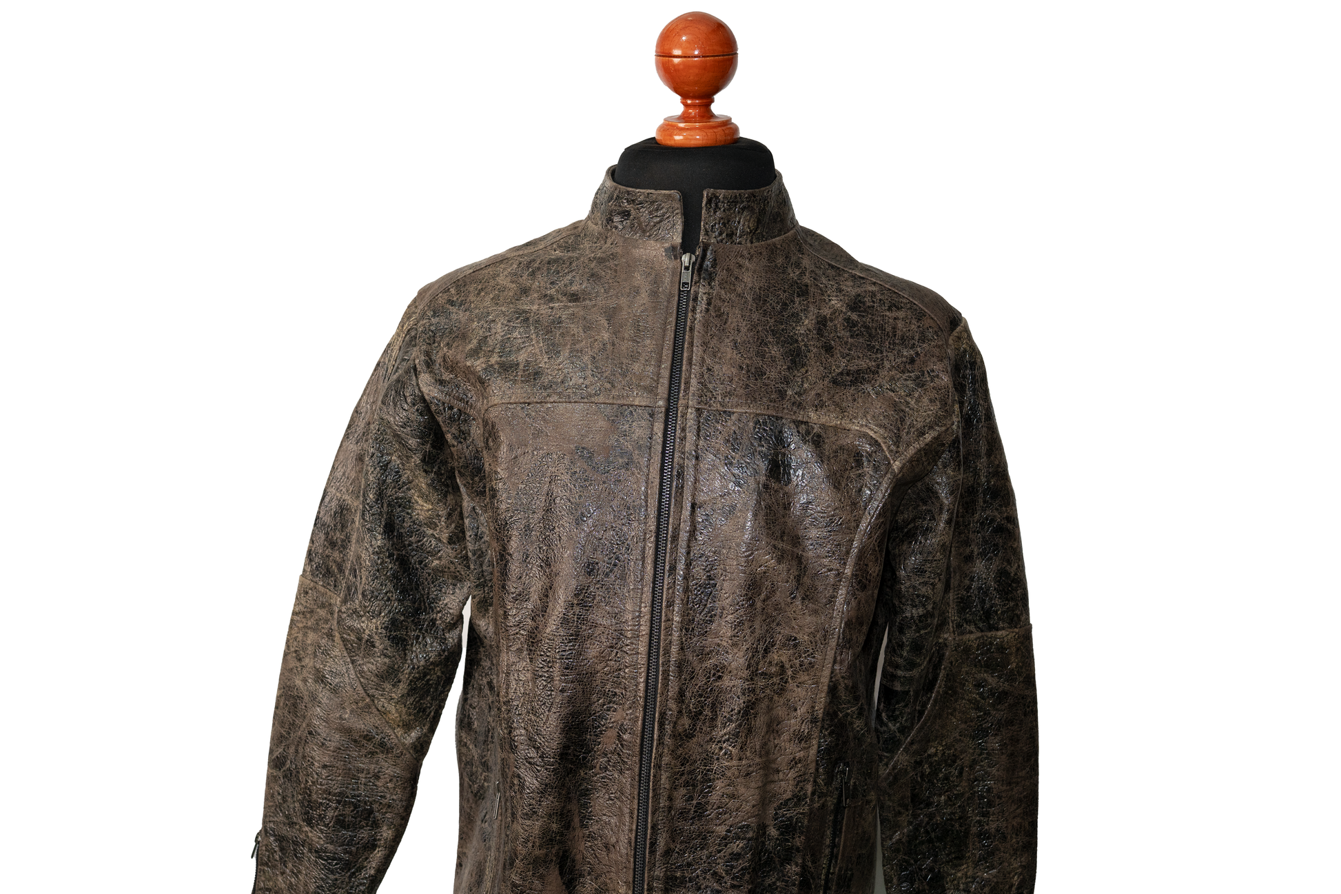 mens Rustic Charcoal-Brown Leather Moto dallas