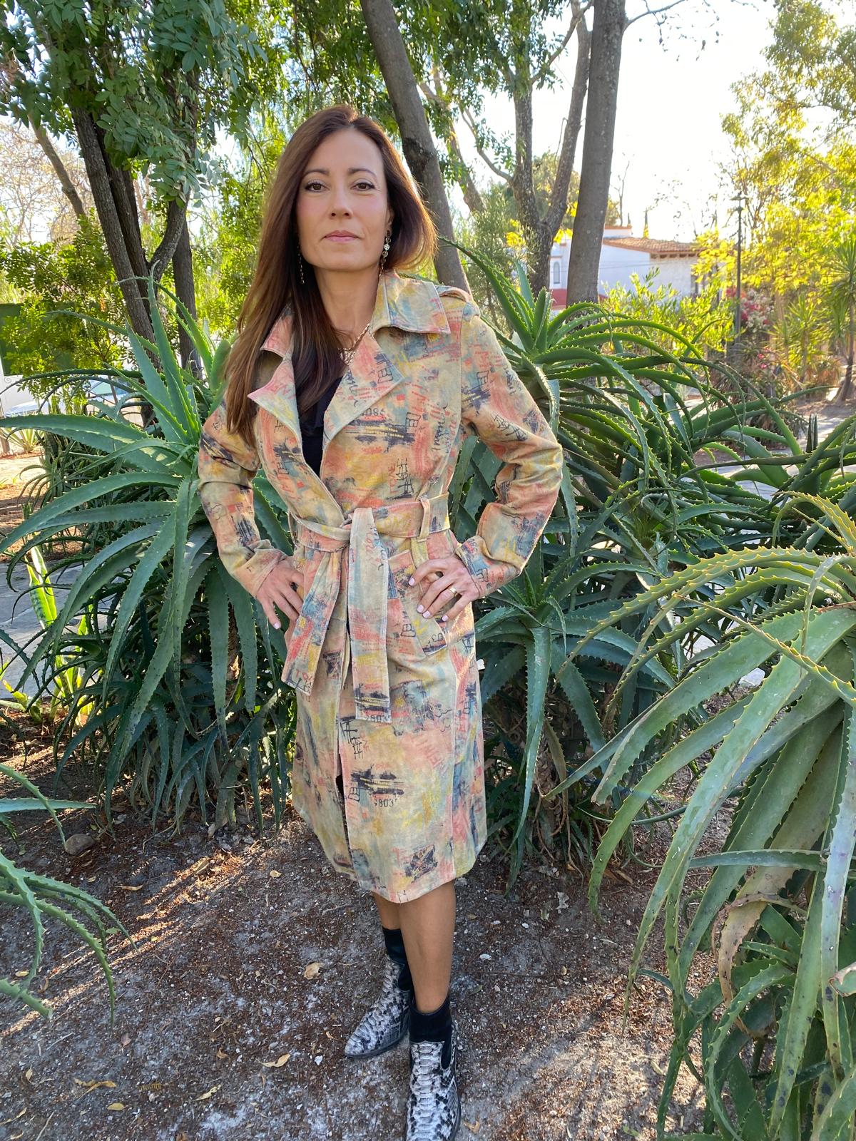 multicolor leather coat