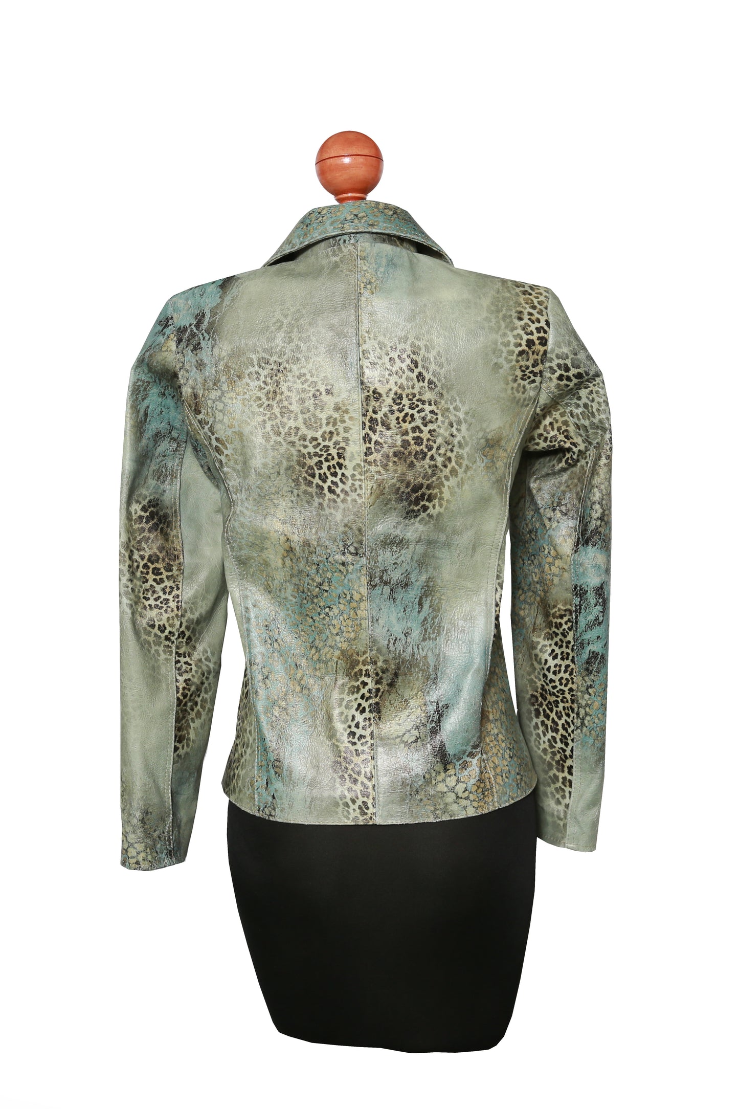 womens Antique Green Leather Biker Jacket near me