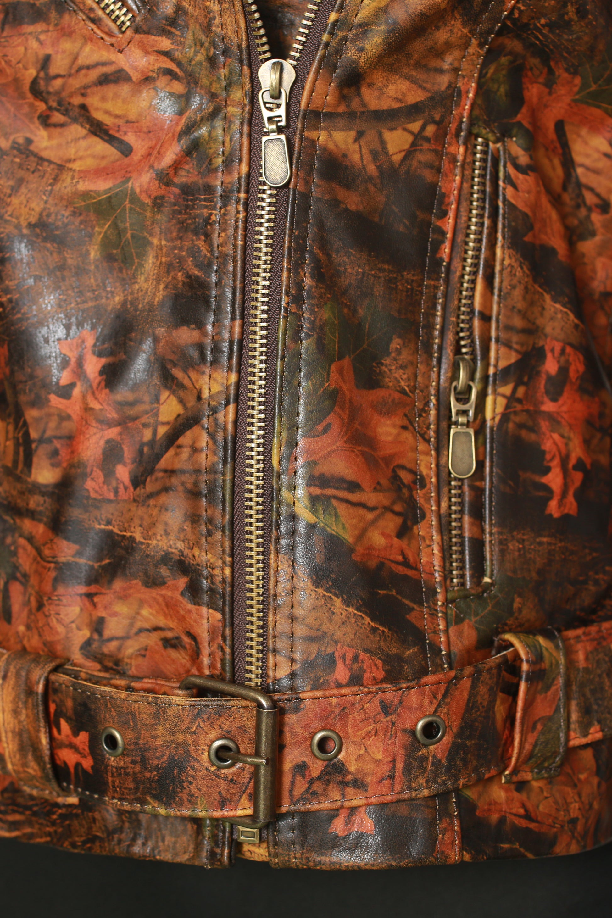 womens Autumn Drizzle Floral Leather Jacket  texas