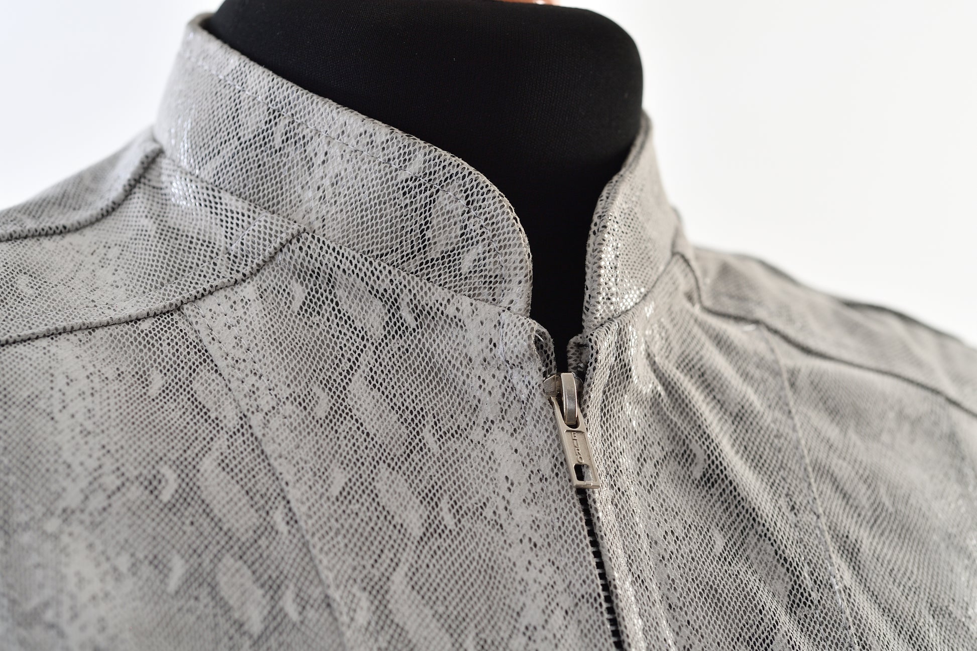 womens Light Ash Snake Leather Moto Jacket los angeles