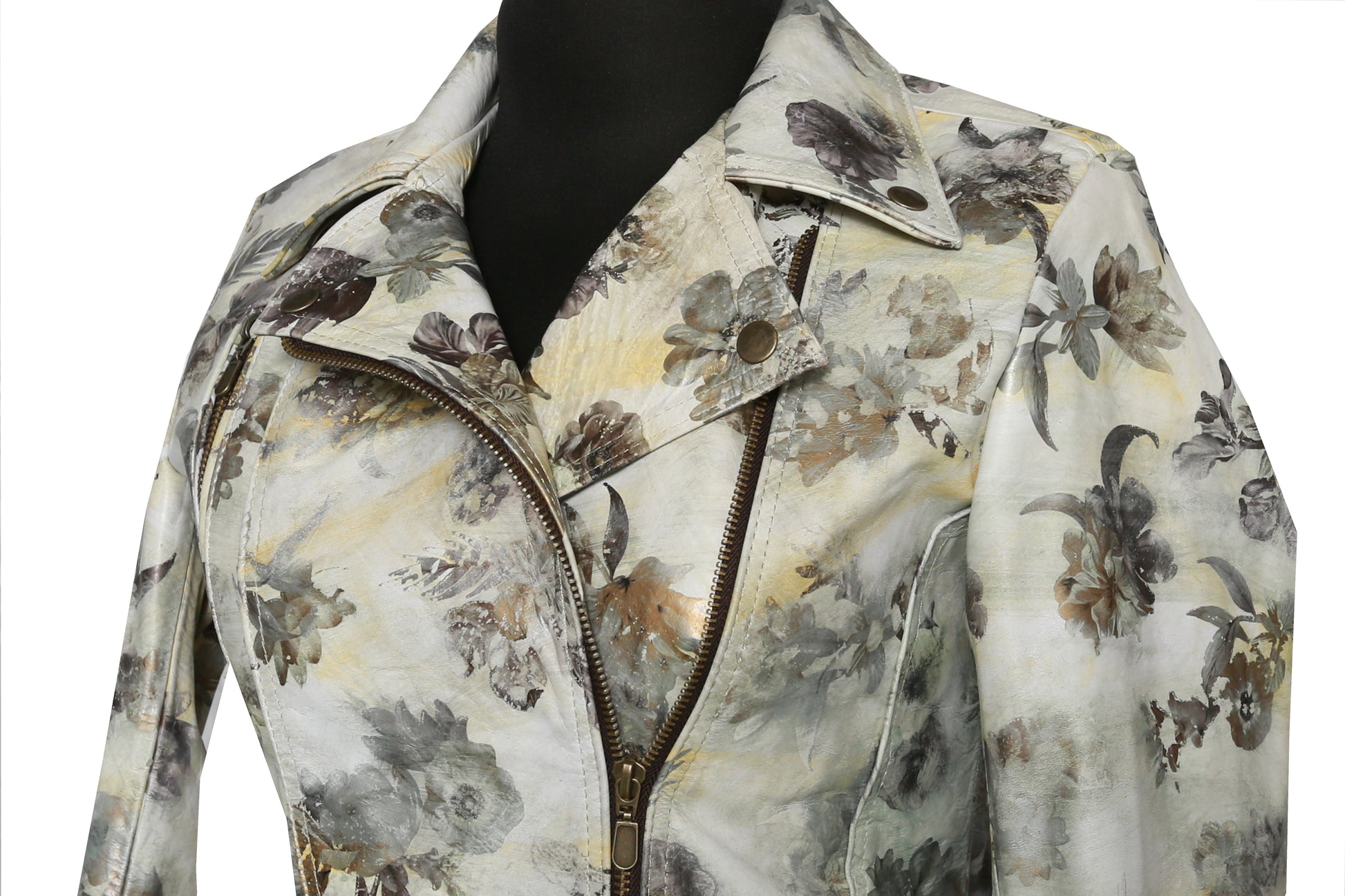 womens Vintage-Inspired Floral Leather Jacket los angeles