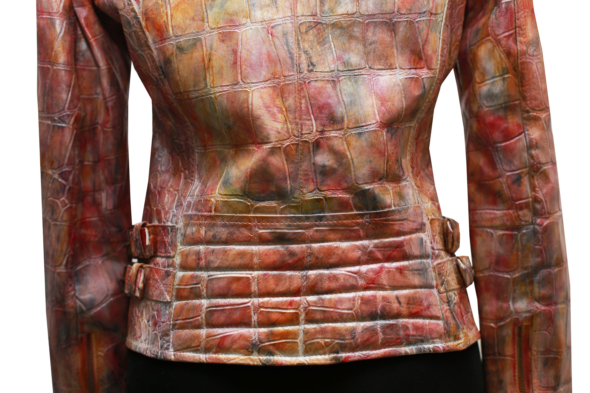 womens Vivid Croc Leather Biker Jacket dallas