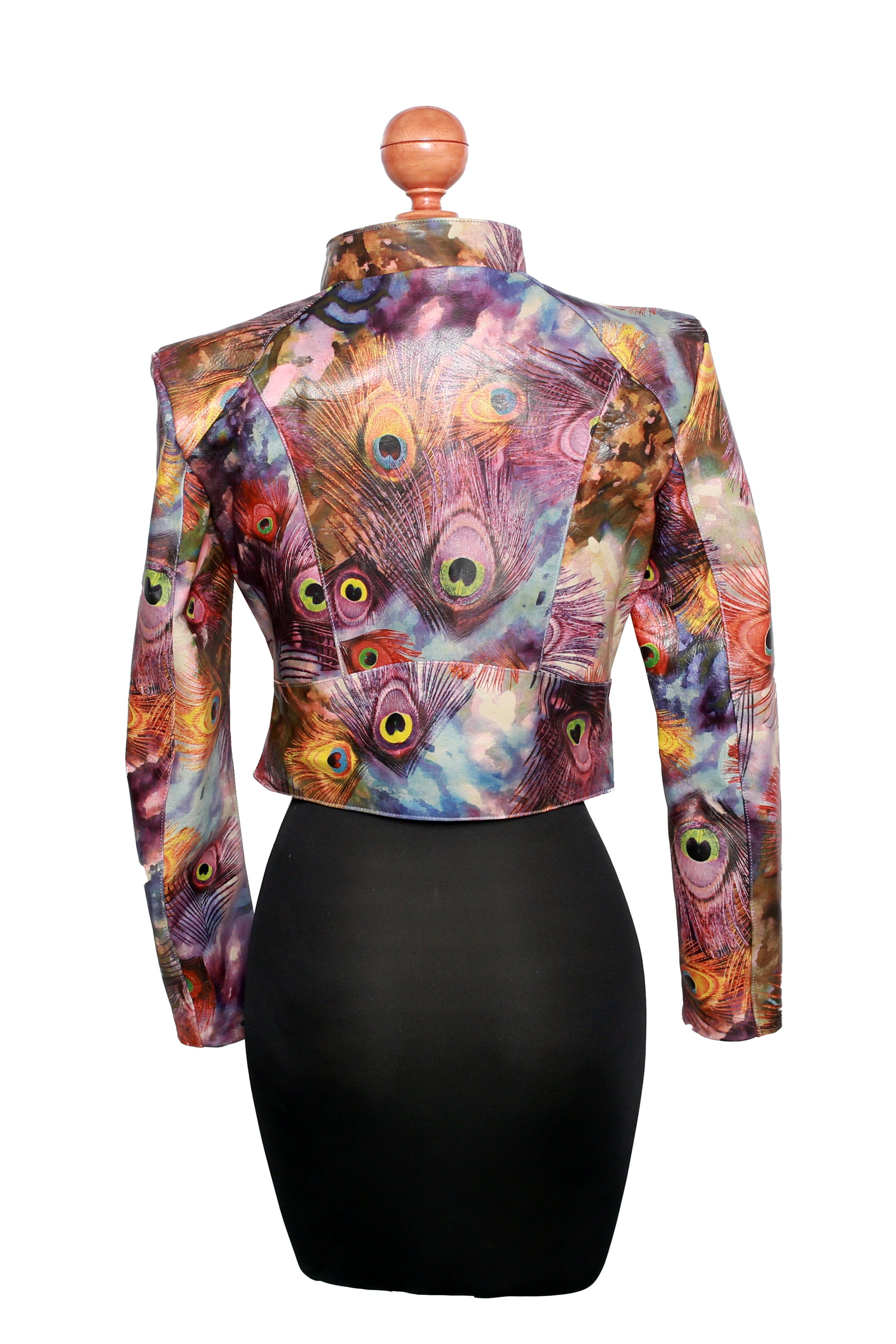 womens Vivid Peacock Feather Leather Blazer Exotic Jacket near me