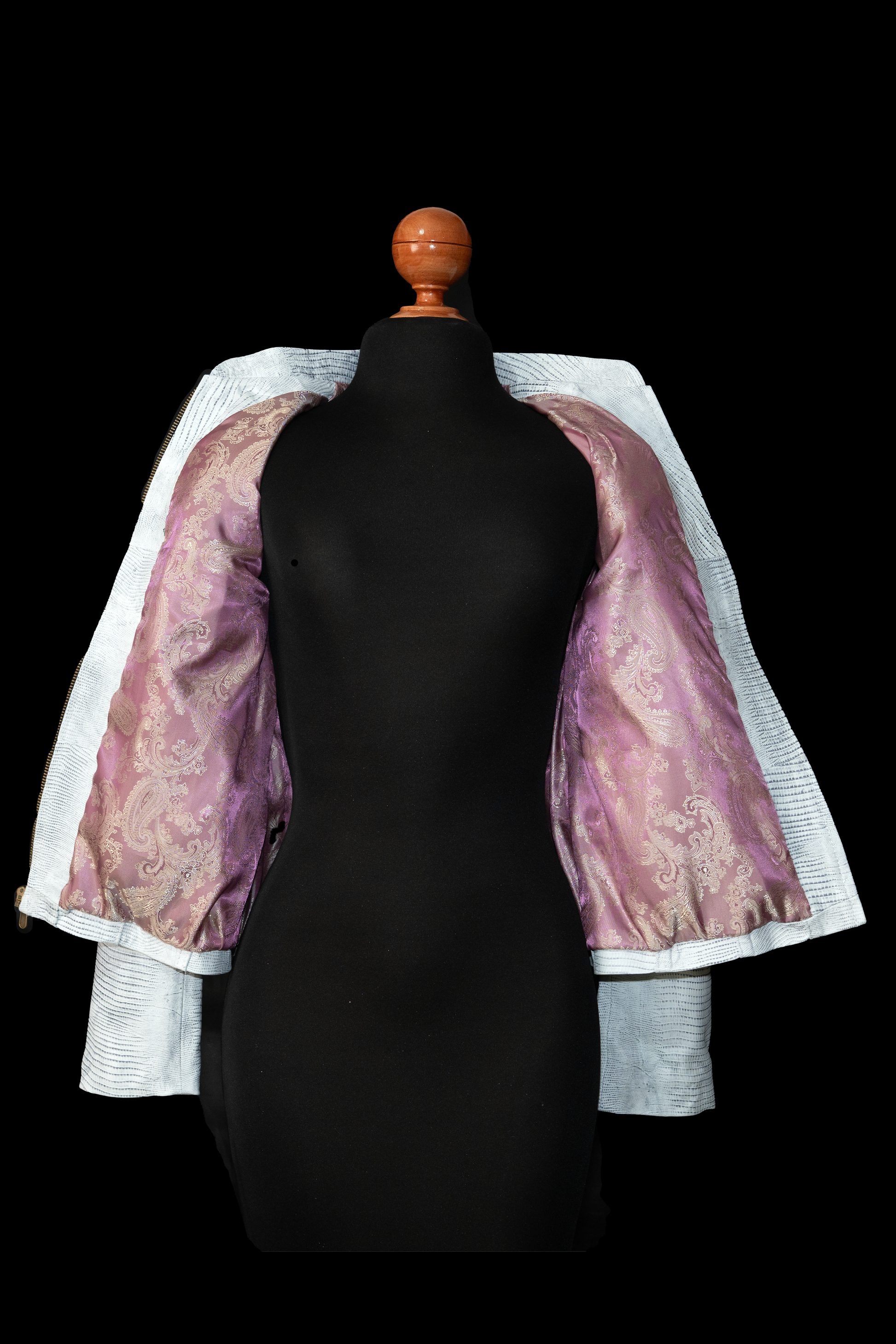 womens White Lizard-Embossed Leather Jacket – Modern Exotic houston